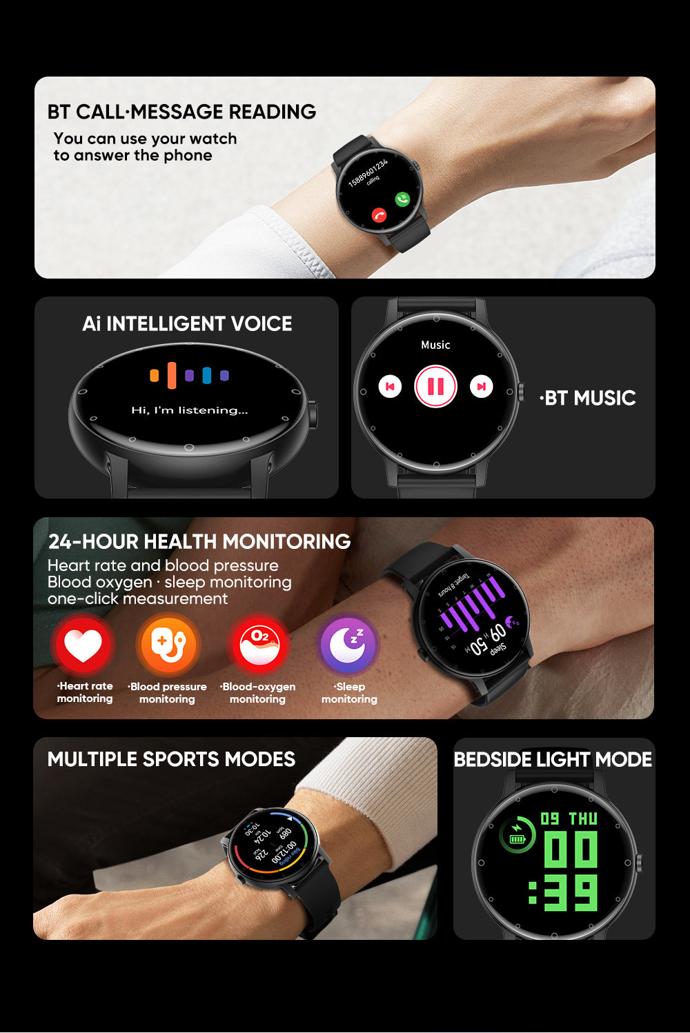 Smart watch S88 smart bracelet sleep heart rate blood sugar monitoring waterproof men's sports watch