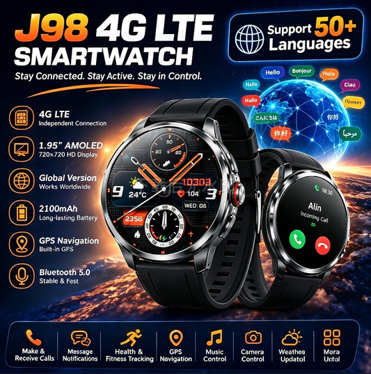 J98 4G LTE Smartwatch – Dual OS, AMOLED Display & GPS