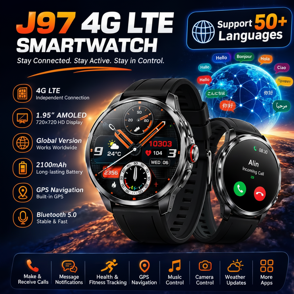 J97 4G LTE Smartwatch – Dual OS, AMOLED Display & GPS